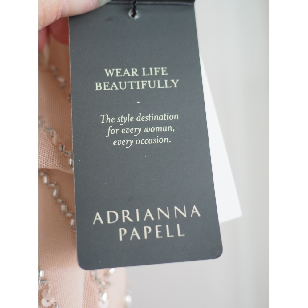 NEW Adrianna Papell Beaded Halter Blush Pink Gown Formal Dress 4 NEW Art Deco - Picture 11 of 16